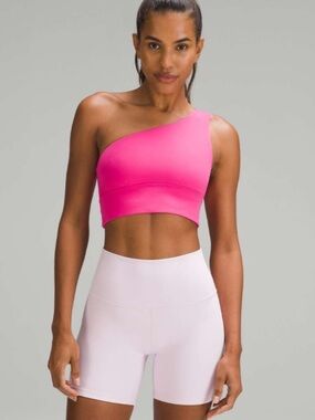 Lululemon Align Asymmetrical Bra Light Support A/B cup Size 4 Sonic Pink
